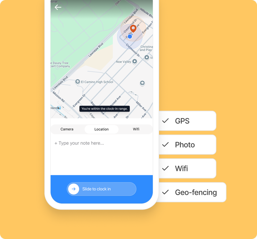 time clock in camelo app
